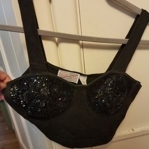 Vtg y2k 90s bustier large sequin crop / bralette